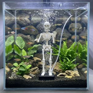 OUTOPEN aquarium decor aquarium ornament aquarium accessories Plastic Dancing Skeleton Aquarium Bubbler Gothic 3D Printed Fish Tank Dance Skull Funny Realistic Skull Ornament for Fish Tank