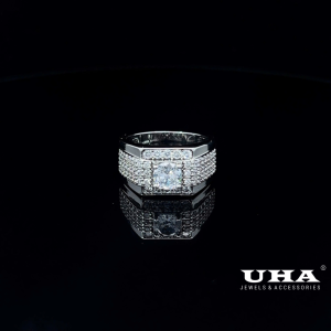 N1230 Nhẫn nam có lót lòng đính đá CZ cao cấp thiết kế sang trọng UHA
