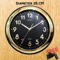 Jam Dinding Quartz Besar Jumbo Elegan Aestetik Mewah Silver Gold Chrome Kamar Ruang Tamu 35cm Dekko. 