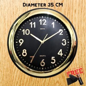 Jam Dinding Quartz Besar Jumbo Elegan Aestetik Mewah Silver Gold Chrome Kamar Ruang Tamu 35cm Dekko