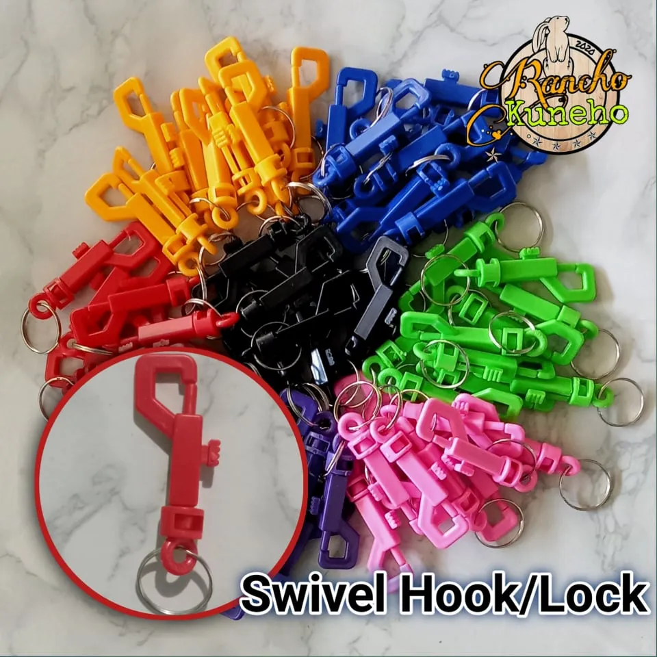 Plastic cage door lock, buckle hook swivel hook key chain with metal ring (  5,10,50)