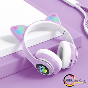 Hf Headset Gaming Bluetooth Wireless Game Headset Cat Ear LED Bando anak Perempuan Cewek Wanita