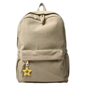 F&S SHOPAHOLIC BAGS#120 Classic corduroy 15inch backpack for Women versatile choice for school or casual daily use.