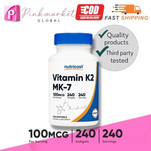 Nutricost High-Potency Vitamin K2 MK-7 100mcg Softgels - Bone & Heart Health Supplement Gluten-Free Non-GMO 240 Count