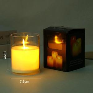 Led Flameless Candle 3A Battery With Glass Cover For Home Wedding Party Christmas Decoration