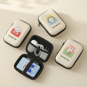 MICANGP Zipper EVA Storage Bag Shockproof Cartoon Earphone Storage Bag Hard Disk Bag Anti Drop Mini Cable Organizer for Home