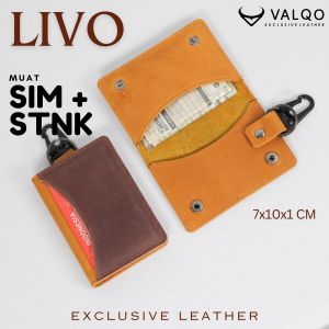 VALQO LIVO Dompet STNK dan SIM Gantungan kunci kulit sapi untuk Mobil Motor STNK SIM Kartu Tol