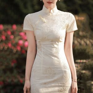 Đầm sườn xám cách tân dáng ôm dài họa tiết hoa thêu chỉ nổi sườn xám thượng hải mẫu mới thiết kế siêu sang