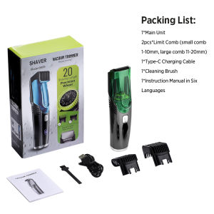 Cordless Mens Vacuum Beard Trimmer Rechargeable Mustache Trimmer IPX6 Waterproof Electric Beard Trimmer Electric Shaver Vacuum Clipper for Mustache Sideburns and Stubble