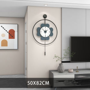 Minimalist Nordic Series Swing Wall Clock Hot Sale Home Living Room Simple and Fashion Mute Creative Vintage Clock Art Decoration With light 50x82cm
