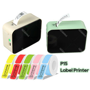 P15 Portable Label Printer Mini Bluetooth Labeling Machine DIY Adhesive Barcode Sticker Thermal Printer or 3pcs White Label Tape