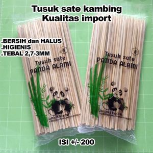 Tusuk Sate  Tusuk Sate Kambing Cap Panda Alami Panjang 20-22cm / isi +/-200