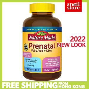 Nature Made Prenatal Multivitamin 150 Softgels Folic Acid + DHA 20 Key Nutrients Daily Supplement Prepare Healthy Body Before Pregnancy Support Early Embryo Development Orange Flavor Softgel