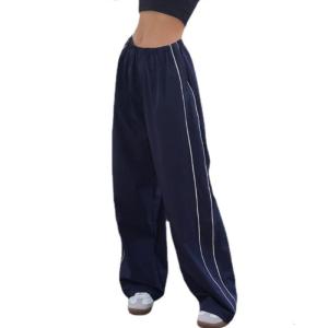 Womens Quần dù baggy Quần Legging rộng Quần chạy bộ Thắt lưng co giãn quần thụng Quần Jogger quần đi bộ đường dài quần