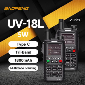 BaoFeng UV-18L Walkie Talkie Portable LCD 999CH 20KM Long Range 5W Tri-Band FM 2PCS Two Way Radio Handheld Type-C Charger