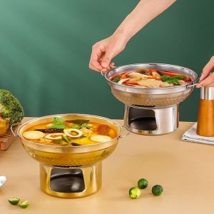 GUHEHARD 20/22cm Stainless Steel Hot Pot Thickened Fast Heating Thai Hot Pot Multipurpose with Chimney Double Ears Hot Pot Household