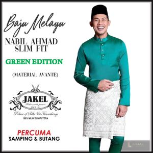 [GREEN SET] Baju Melayu Nabil Ahmad by JAKEL Baju Melayu Cekak Musang Baju Raya Slim Fit - Lazada
