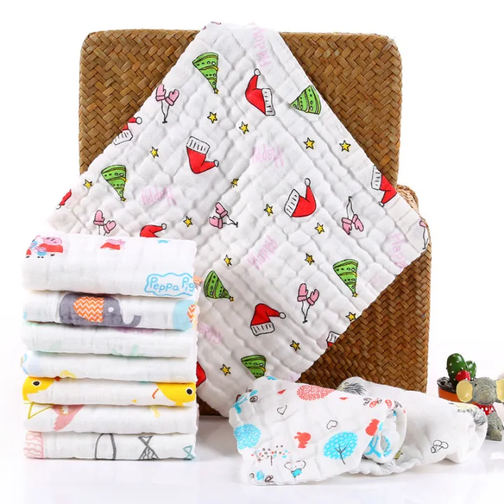 C&C Baby Soft Face Towel Gauze Muslin Six Layer Cotton Baby Wash Cloth Lampin Random Cute Designs Bibs | Lazada Philippines