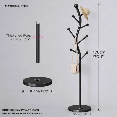 Coat Rack Multifunctional Space Saving Floor Standing Organizer Clothes Umbrellas Bags Hats Entryway Storage Rack