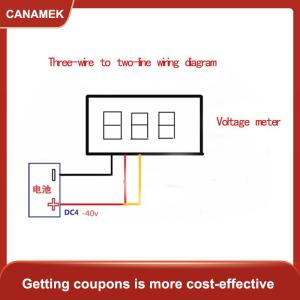 【CANAMEK】 Siêu nhỏ màu xanh lá cây kỹ thuật số DC 0.28 inch siêu nhỏ kỹ thuật số DC điện áp Meter LED điện áp hiển thị có thể điều chỉnh hiển thị kỹ thuật số ba dây DC0-100V Pin Vôn kế