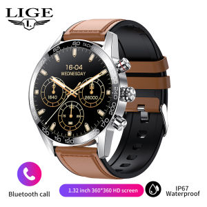 LIGE 360 AMOLED HD Screen Smart Watch Men Bluetooth Calling Smartwatch  Fashion Business Smartband +Box