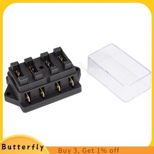 Butterfly Car 4 Way Circuit Standard ATO Blade Fuse Box Block Holder 12V 24V+4 Way Fuse