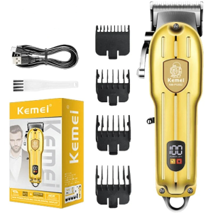 Kemei KM-PG802 chuyên nghiệp Kim loại toàn bộ Retro Tông đơ cắt tóc cho nam có thể sạc qua USB Clipper cho cắt tóc điện Màn hình LED tóc dụng cụ cắt tỉa cho tiệm hớt tóc
