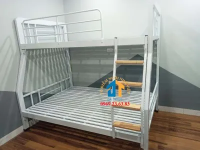 Giường sắt hai tầng giá cực sốc sắt 4x4 nhiều kích thước màu trắng Đại Thành