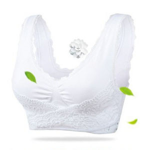 Highimpact Sports Bra with Front Closure and Lace Trim for Women