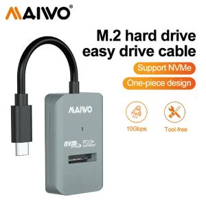 NVMe Enclosure M2 SSD Adapter MAIWO M.2 SSD Case Type C 10Gbps to Dual Protocols M2 Hard Disk Converter for SSD 2230 2242 2260 2280 22110 Compatible for  PCIe4.0  SSD Toolfree