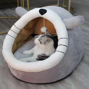 Soft Fleece Pet Hut  Cat Bed Can be Dismantled and Washed Soft Bed Pet Bed Semi-enclosed House Kitten Summer Cool Dog kennel Cute Puppy Rabbit Four Seasons Universal