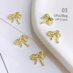 UR SUGAR 1pcs Metal Silver Pearl Butterfly Bowknot Charm Rhinestones Nail Decorations DIY Nail Art Charms Accessories