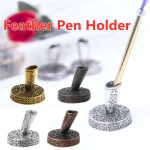 MKEB European Style Round School Supplies Pen Accessories Stainless Steel Holder Fountain Pen Organizer Round Pen Holder Feather Pen Stand