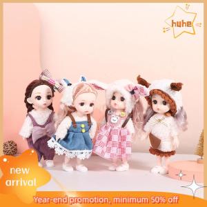 huhe 16cm Mini Movable Joint Dolls DIY Toy Doll With Clothes Dress Up For Girl Toy