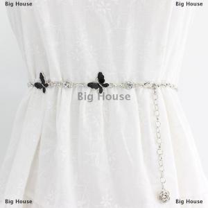 [COD] Big House Trendy Butterfly Decoration Metal Chain Belt Adjustable Elegant Thin Body Waist Chain Dress Sweater Pendant Decoration Belt Gift