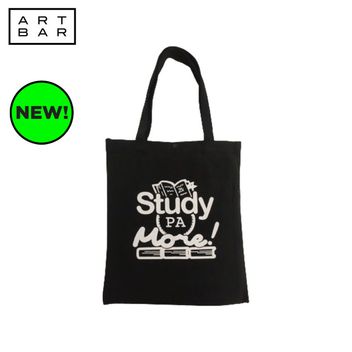 Nbs Canvas Tote Bag Black Study Pa More! Art Bar Art Bar Stripe