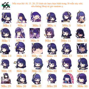 Genshin Impact - Set 10/15/20/30 Sticker Ei - Raiden Shogun - Lôi thần hình dán chibi game Genshin Impact chống nước chống xước