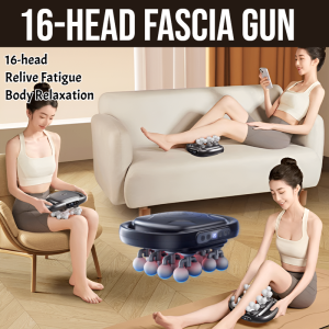 16-Head Fascia Gun For Powerful And Wide-Range Full-Body Massage Professional Massager Handheld Deep Tissue Percussion Massager Body Relaxation