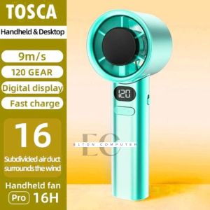 Kipas turbo portable High-speed 30000Mah Kipas Kecepatan Tinggi 5 Gear Wind dapat dilipat Digital Display Adjustable Led 20000RPM / Kipas Mini Tangan Portabel Turbo Daya Besar - Bisa Digantung di Leher Ultra Senyap untuk Kantor & Asrama Tahan Lama