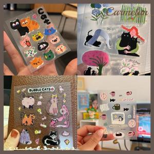 [Carmelun] 1 Sheet 3D Epoxy Resin Transparent Decals INS Cute Black Cat Cartoon Jelly Sticker Decoration For DIY Phone Cases Laptop Tablet