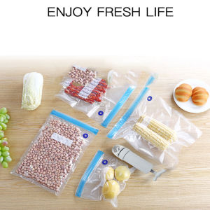 5 pcs bag + 1 hand pump Reusable Vacuum Food Packaging Bag Extraction Compression Bag Grocery Bag Fruit Envelope Bag Self-Sealing Wrapping Cooked Food Bag Manual Vacuum Sealer Hand Pump Storage Compression Bags