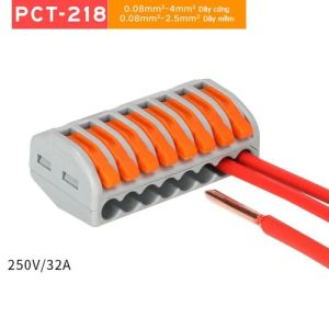 Cút Nối Dây Điện Chia Nhanh 8 Cổng 1 Hàng Ngang 32A/250V Sử Dụng Dây Điện Từ 0.08 – 4mm Nhựa ABS Chịu Nhiệt