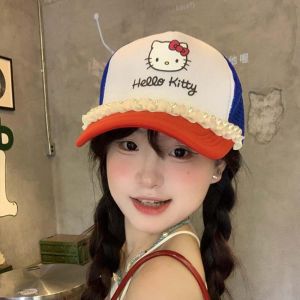 BEAUTYLADIES ระบายอากาศได้ หมวกเบสบอลลายแมว แบบเจาะรู ปรับได้ หมวกแก๊ปผู้หญิง แฟชั่น ผ้าฝ้าย หมวกกันแดดแมว KT ฤดูใบไม้ผลิ