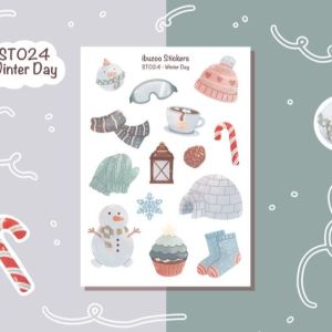 Sticker tự thiết kế - sticker sheet winter day - hình dán sổ nhật kí bullet journal - unim039