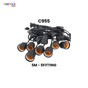 FR-C955 Kabel Fitting Lampu Gantung Outdoor 10 Meter 10 Fitting dengan Colokan / Fitting Lampu Hias