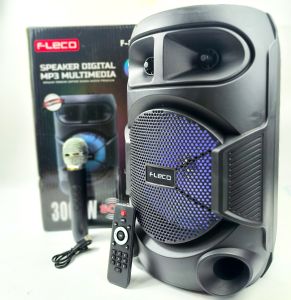 Speaker Bluetooth FLECO F-820A 8 INCH FREE MIC WIRELESS KARAOKE + REMOTE - SPEAKER KARAOKE FULL BASS LED LIGHT