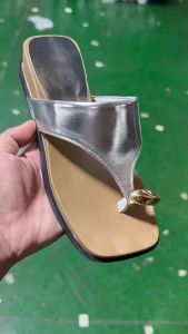 [Free Shipping] Wedge Heel Slip-On Sandals WomenS Summer Outdoor Beach Shoes Silver Casual Sandals Roman-Style Sandals For Women