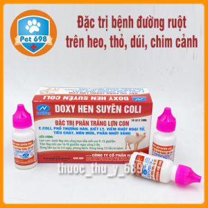 DOXYHEN Suyễn COLI chữa bệnh đường ruột thỏ thú nhỏ heo con PET-698 Hộp 10ml x 10 lọ