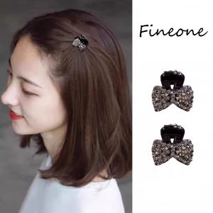 2Pcs/Set Side Hair Clip Hairpins for Girls Shiny Rhinestone Bow Hair Clips for Women Hair Accessories