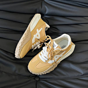 Retro WomenS 2025 New Autumn Yellow Height-Increasing Casual Shoes Color-Block Sports WomenS Shoes